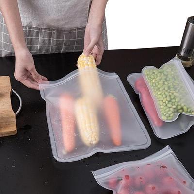 5pcs Food Storage Bag, Washable Reusable Stand-up Zipper Bag, Fruit and Vegetable Sealing Bag, Kithchen Food Fresh Bag Suitable for Lunch