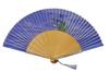 Kyoto-style Folding Fan, Women's Thin Silk Fan, Bellflower Pattern, Made In Japan, Navy Blue.