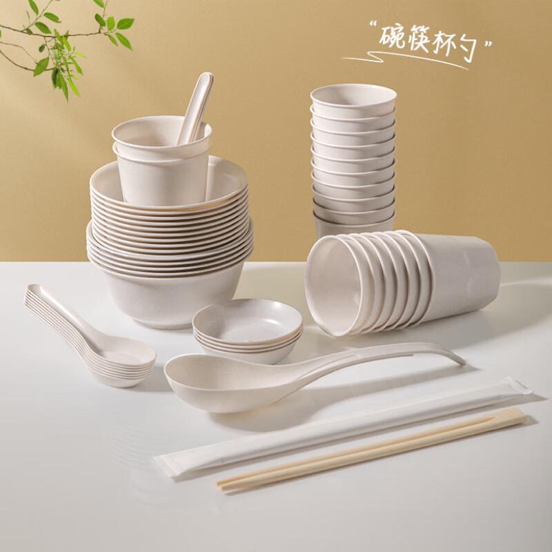 Yunluan 7-Piece Disposable Rice Husk Tableware Set
