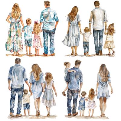 Family Thermal Patches Clothing Decals Stickers T-Shirt Diy Parches Ropa Heat Transfer Press Appliqued Hoodies Patch On Clothes