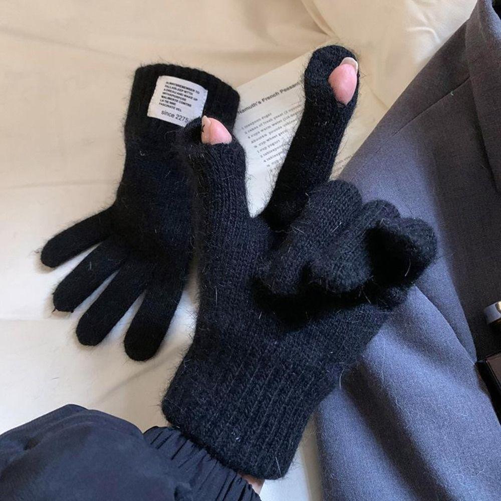 Candy Colors Touch Screen Knitted Gloves Full Finger Knitted Knitting Wool Gloves  Men and Women