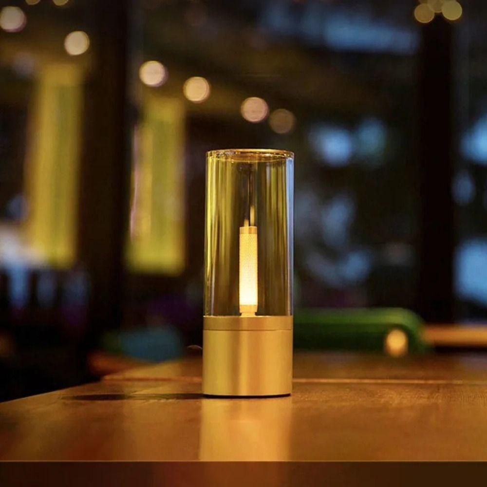 Stepless Dimming Candle Lamp 1800K Warm Light Breathing Light Effect Candela Lamp Rotatable Design Type C Rechargeable