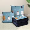 Custom Cartoon Plush Throw Pillow Blanket with Fleece Lining