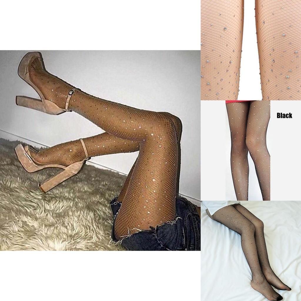High Elasticity Water White Diamond Small Mesh Hollow Out Shiny Hot Drilling Leggings
