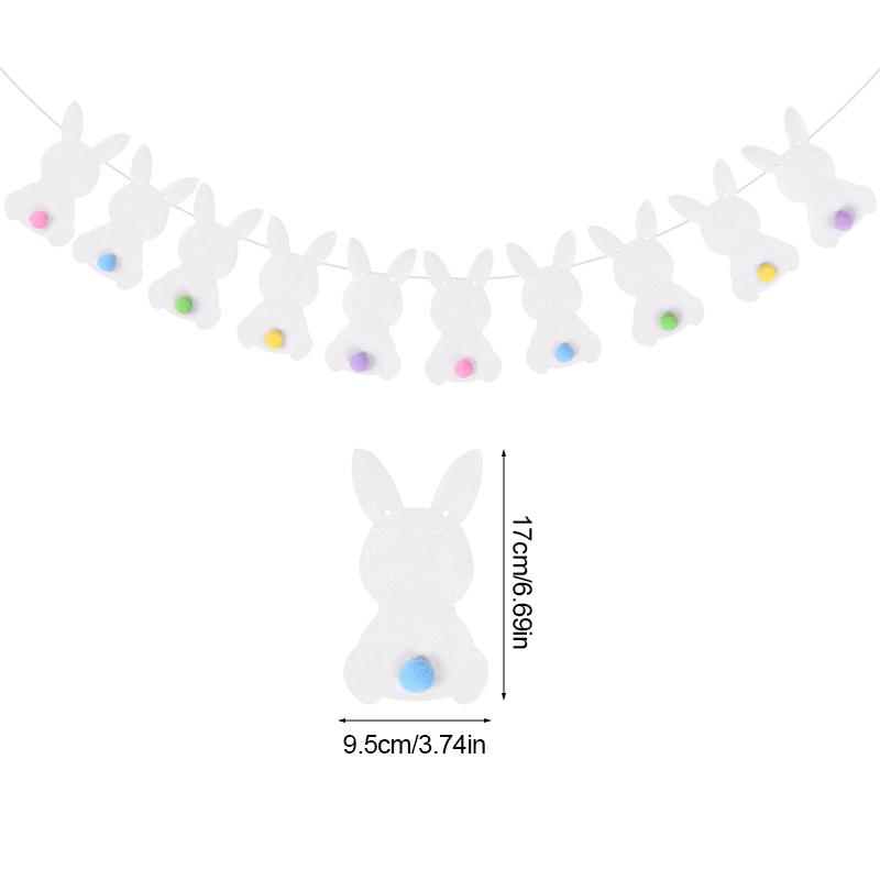 Cute Rabbit Banner Garland Happy Easter Party Hanging Bunting Felt Flags Spring Home Decoration Kids Birthday Party Supplies