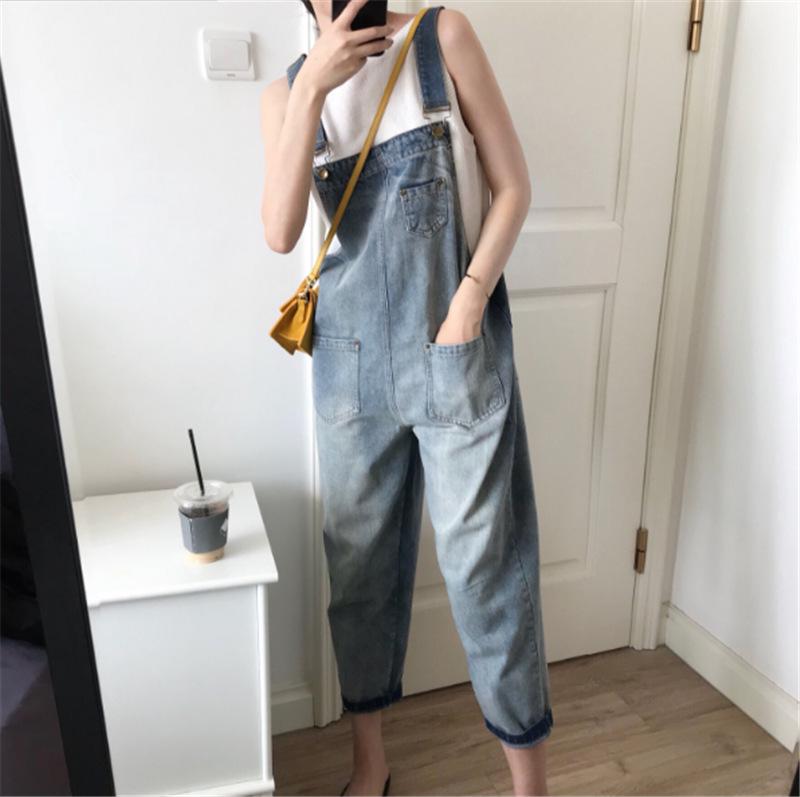 Women's Soft, Cute, Loose-Fit Summer Overalls - Youthful Student Jeans