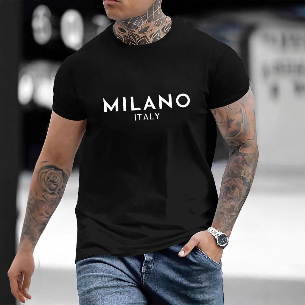 Potisk písmen Kulatý výstřih Krátký rukáv