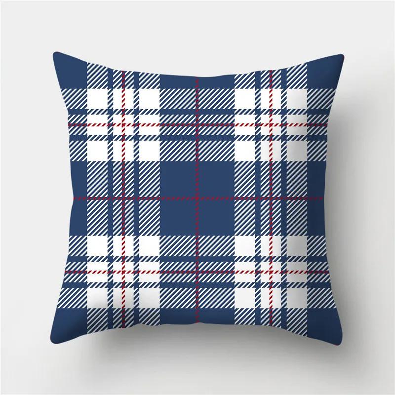 Sofa Cushion Pillow Home Decor Pillowcase Geometric  Cover Blue Grey  Decoration