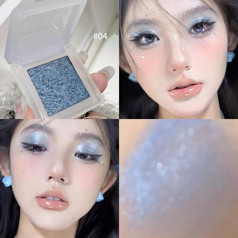 Gemstone Crushed Diamond Ice Blue ~ Low-Saturation Silver Blue Wet-Look Glitter Eyeshadow Single Color with a Cool Fragmented High-End Feel