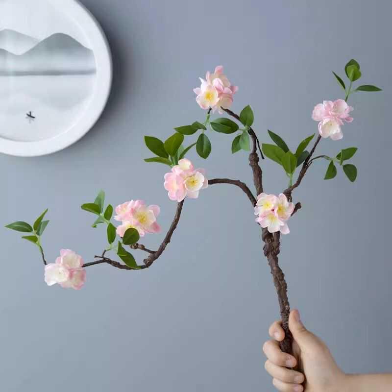 Zen Chinese Style Artificial Plum & Peach Blossom Flowers for Living Room & Foyer Decoration