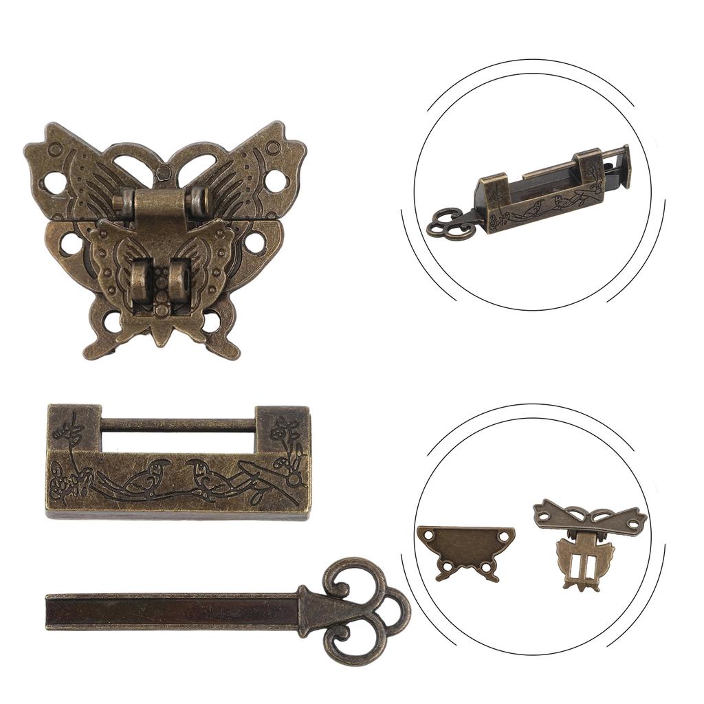 Home Decoration 5.9*5.4cm Alloy Lock Buckle Antique Butterfly Padlock Hardware Craftsmanship Detail High-quality Alloy