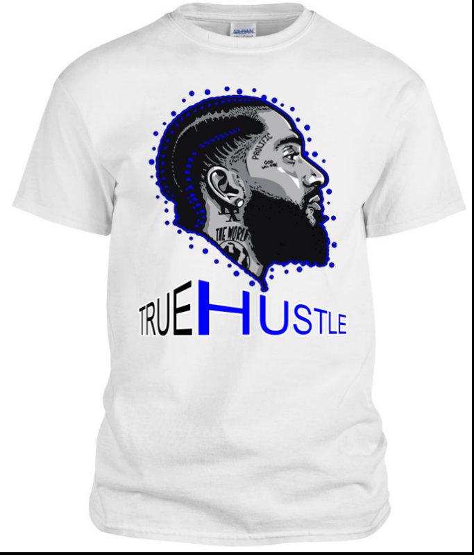 2025 Summer True Hustle Nip Nipsey Hustle Pattern T-shirt Pure Cotton Printed Men's Women's Street Fashion T-shirt Short Sleeve