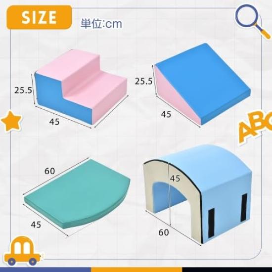 BTM Athletic Toy Basic Set, Soft Blocks, Cushions, Fabric Toys, Freely Assembled, Kids' Play Area, Large Indoor Playground, Slide, Kids' Playground,