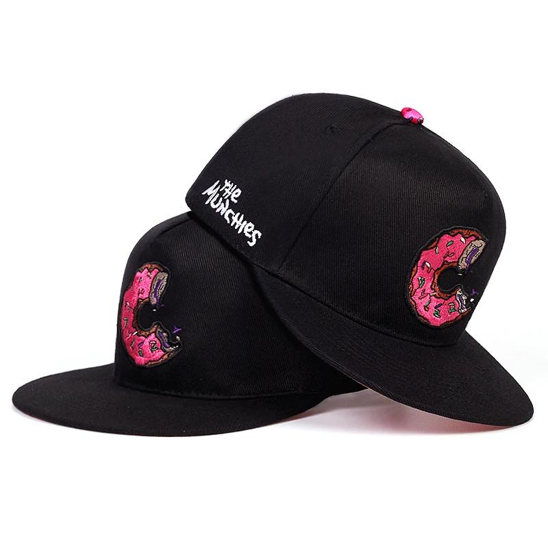 

Unisex Doughnut Embroidery Hip-hop Hats Spring Autumn Adjustable Casual Snapback Baseball Caps Outdoor Sunscreen Hat чорний