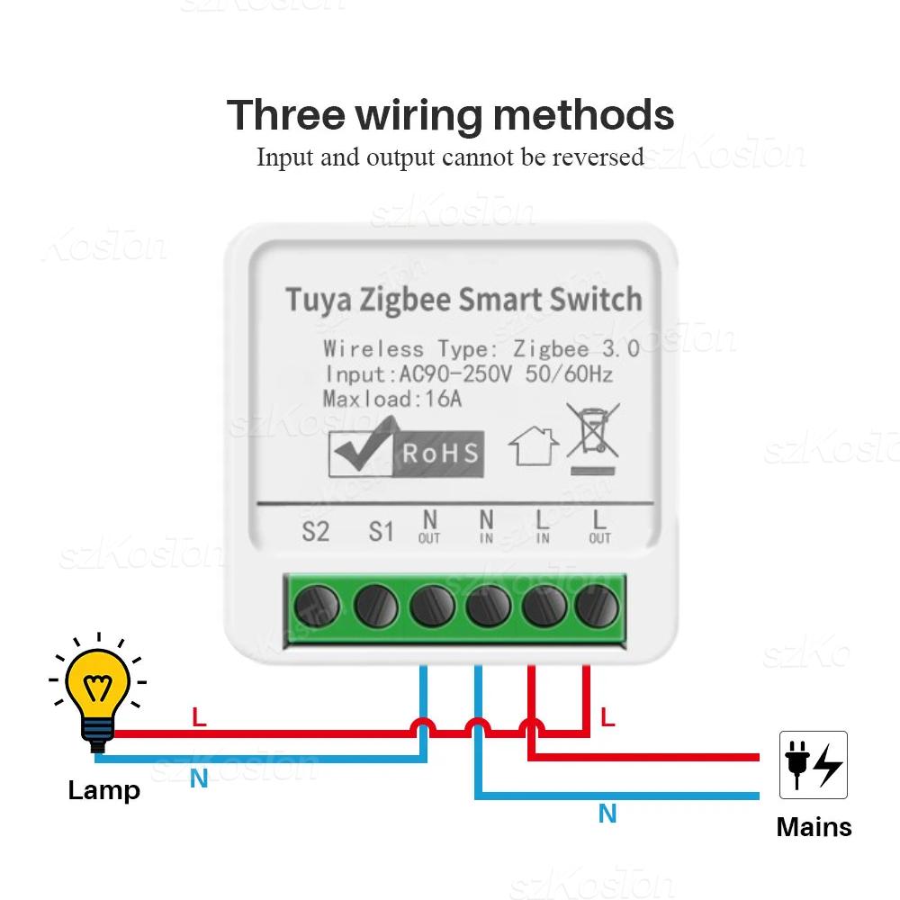 Tuya 16A Zigbee Mini DIY Smart Switch Module Relay Support 2-way Control Timer Smart Life Works With Alexa Google Home Alice