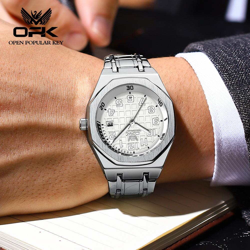 OPK 8158 Men's Watches Stainless Steel Auto Date Luminous Waterproof Business Original High-end Men's Quartz Wristwatch