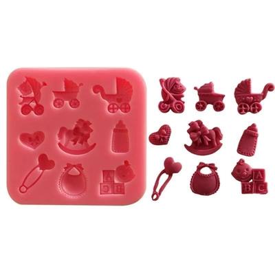 Baking DIY Flip Sugar Cakes Baby Carriages Baby Bottles Bottles Letters Trojans Toys Silicone Clay Mold Baking Molds Bakeware
