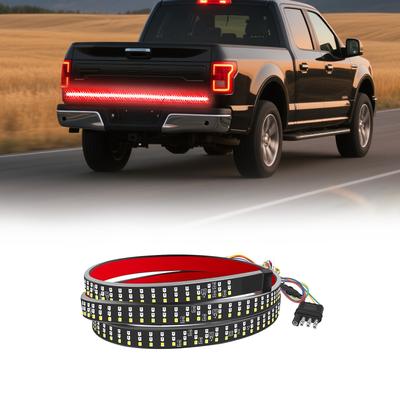 Tailgate Light Bar Driving Safety Warning Tail Rear LED High Brightness Strip Light with 3-Row 504 LEDs  4-Way Flat Connector Wire