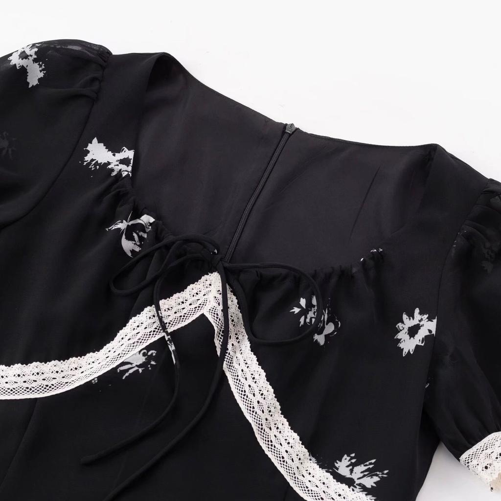 French beautiful lace floral dress women's summer high-end temperament fishtail knee-length skirt