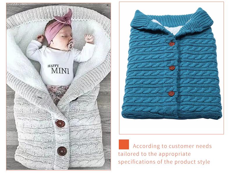 Cozy Autumn & Winter Baby Stroller Sleeping Bag - Wool Knit, Button Design, Plus Velvet, Thick & Warm.