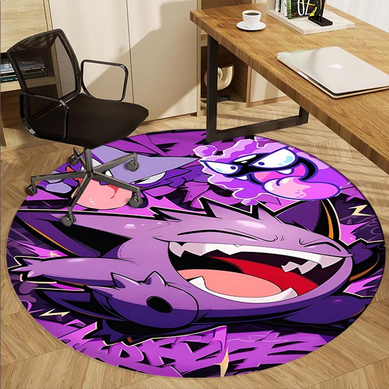 Pokemon Pattern Round Rug, Indoor/Outdoor Mat, for Picnic, Gameroom, Bedroom, Office, Living Room, Home Decor Carpet, Birthday Gift