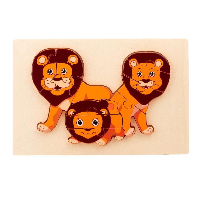 3D Wooden Animal Parent-Child Puzzle: Early Education Building Blocks for Toddlers