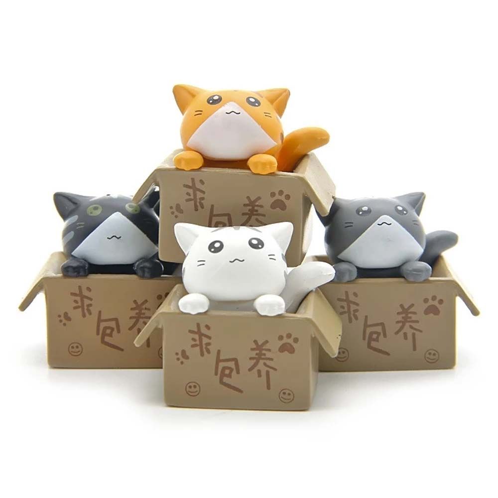 Miniatures Statue Crafts PVC Ornament Kitten Kitty Model Car Figurine Poor Box Cat Small Statue