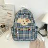 Schoolbag New Fashion Large Capacity Commuter Versatile Backpack Japanese ins Niche Retro Plaid Cute Dog Leisure Bag