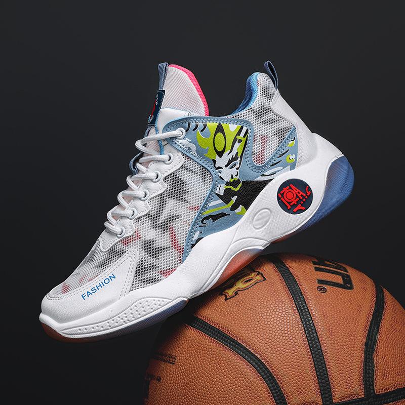 Men's shoes summer new breathable mesh basketball shoes trendy versatile platform help students running sports shoes