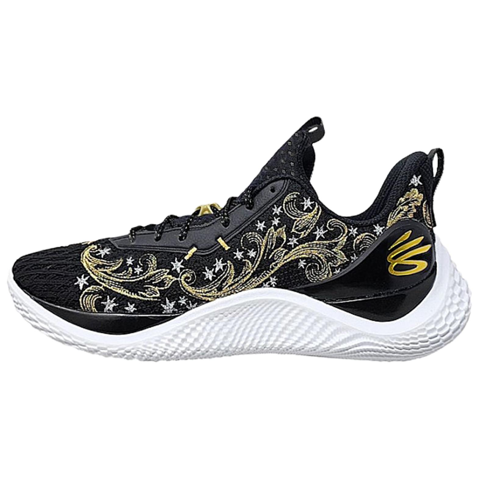 

Under Armour Curry Flow 10 Comfortable Durable Non-Slip Wear-Resistant Low-Top Basketball Shoes Men sneaker Black Gold White 3027473-001 41
