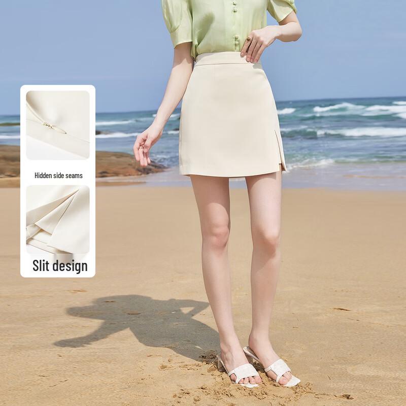 Qiusiyi High-Waisted A-Line Slit Mini Skirt L
