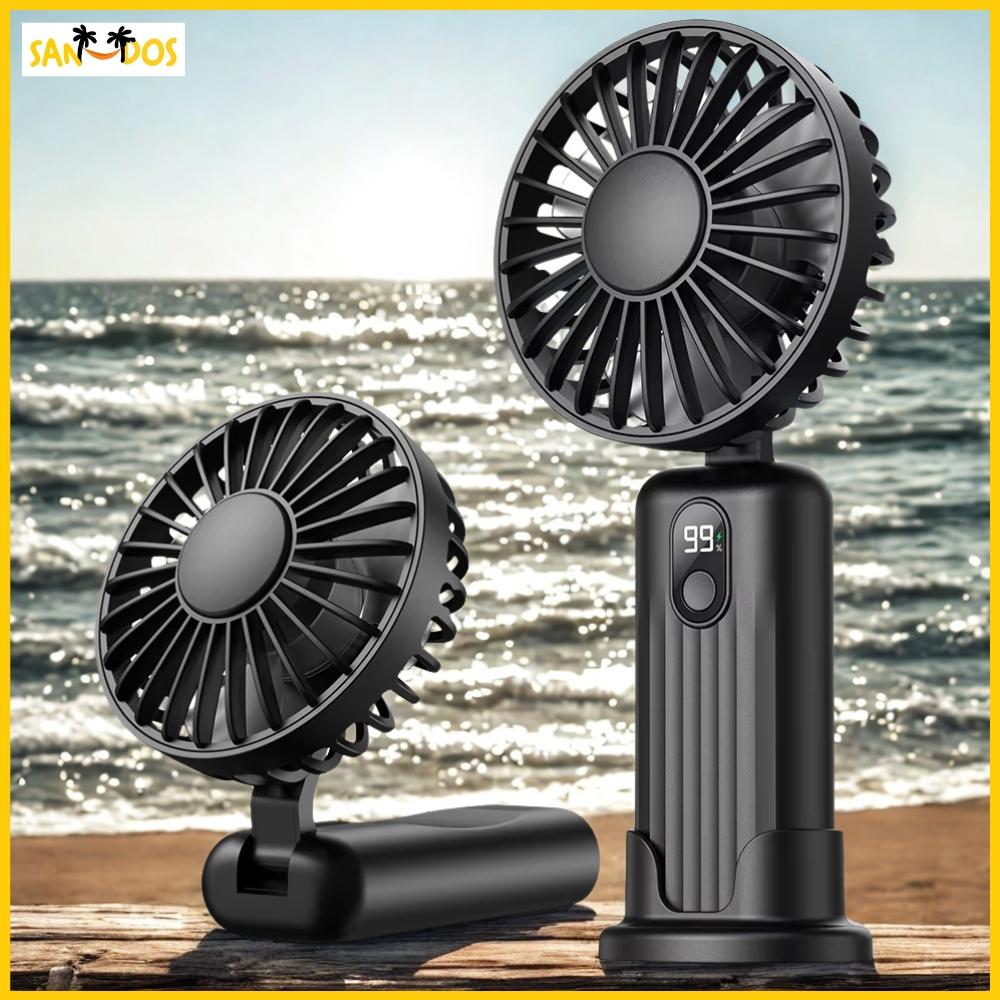 Mini fan portable fan stand handheld black matt