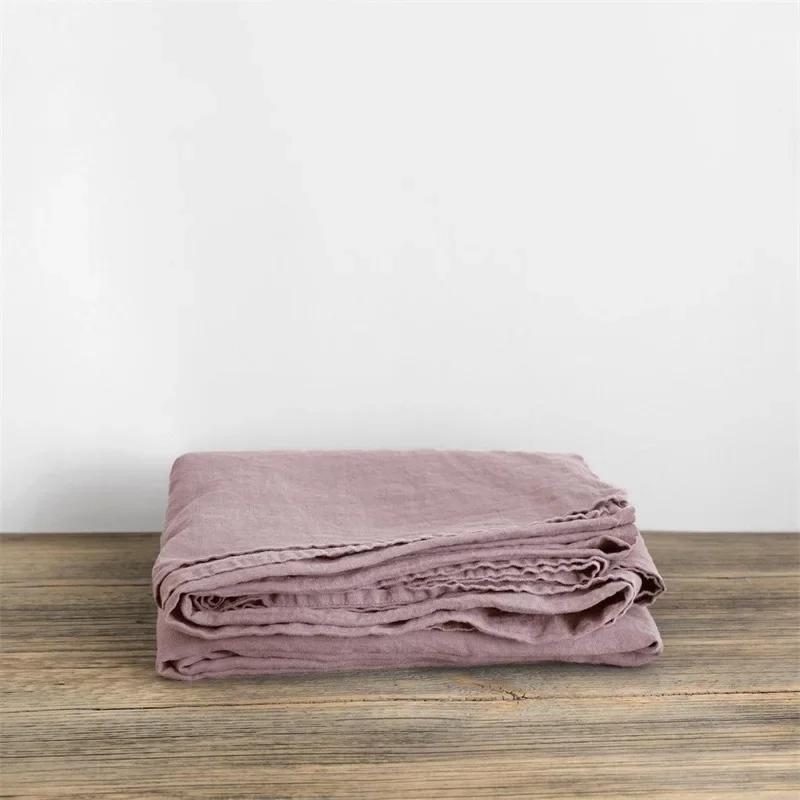 Natural Flax Bed Sheets Plus 2 Pillowcases 100% Washed Linen Sheet 3PCS Set Breathable Soft Farmhouse Home Bedding Flat Sheet