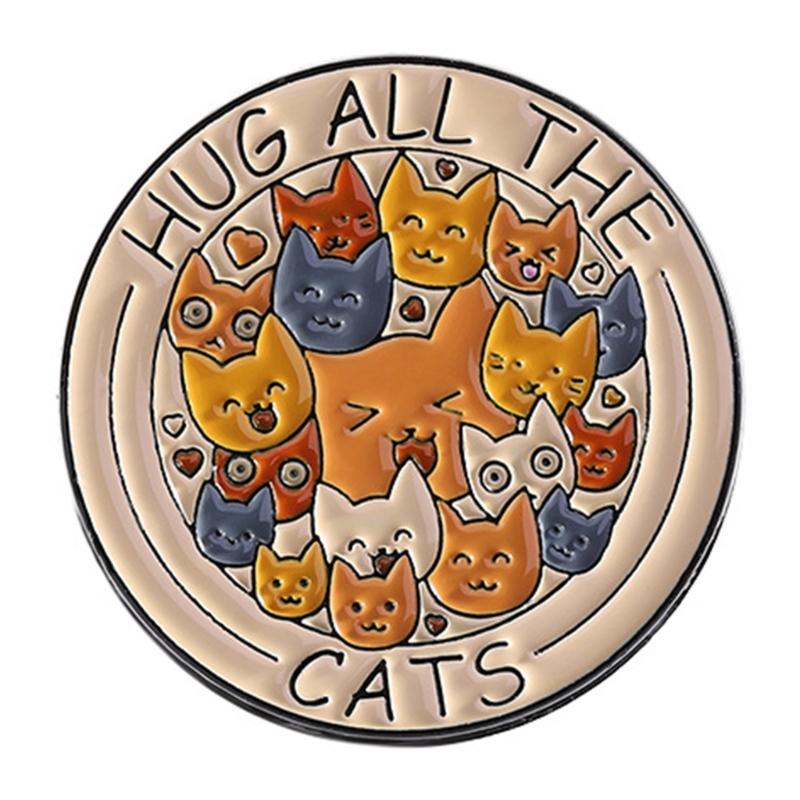 Quirky Letter Kitty Pins Colorfast Coating Lightweight Wear Resistant Badge Pin Jewelry For Casual Party Wear