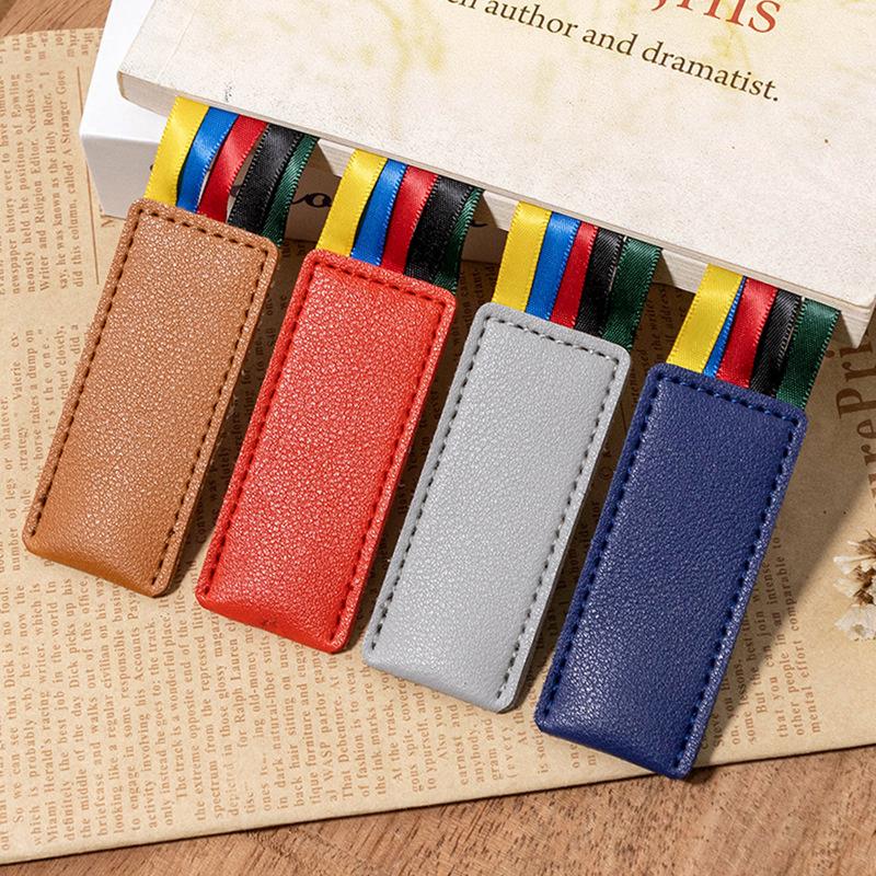 Colorful Ribbon Pu Leather Bookmark Reusable Delicate Ribbon Bookmarks Multi-Purpose Long Tassel Bookmark Student Stationery