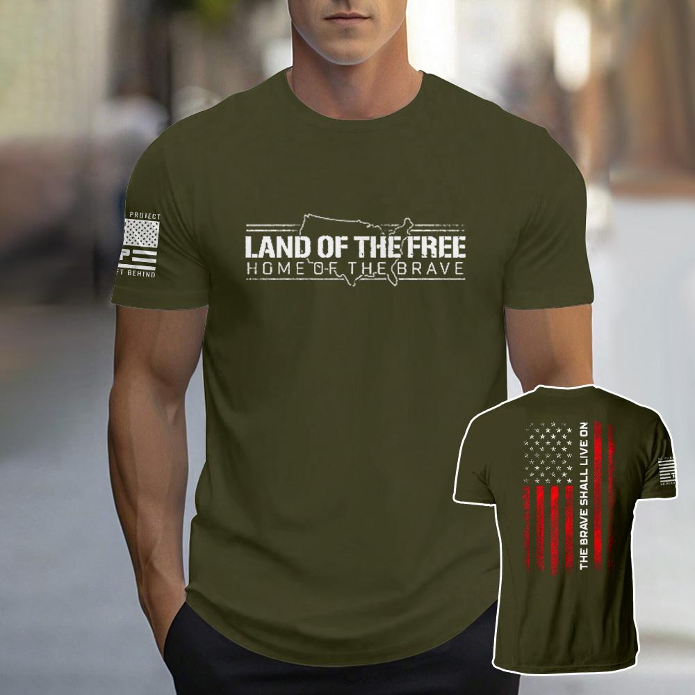 Land Of The Free Letter Prined T-shirt For Men 2025 Trendy Casual Men's O-Neck Short Sleeve Clothing Breathable Sports T Shirt