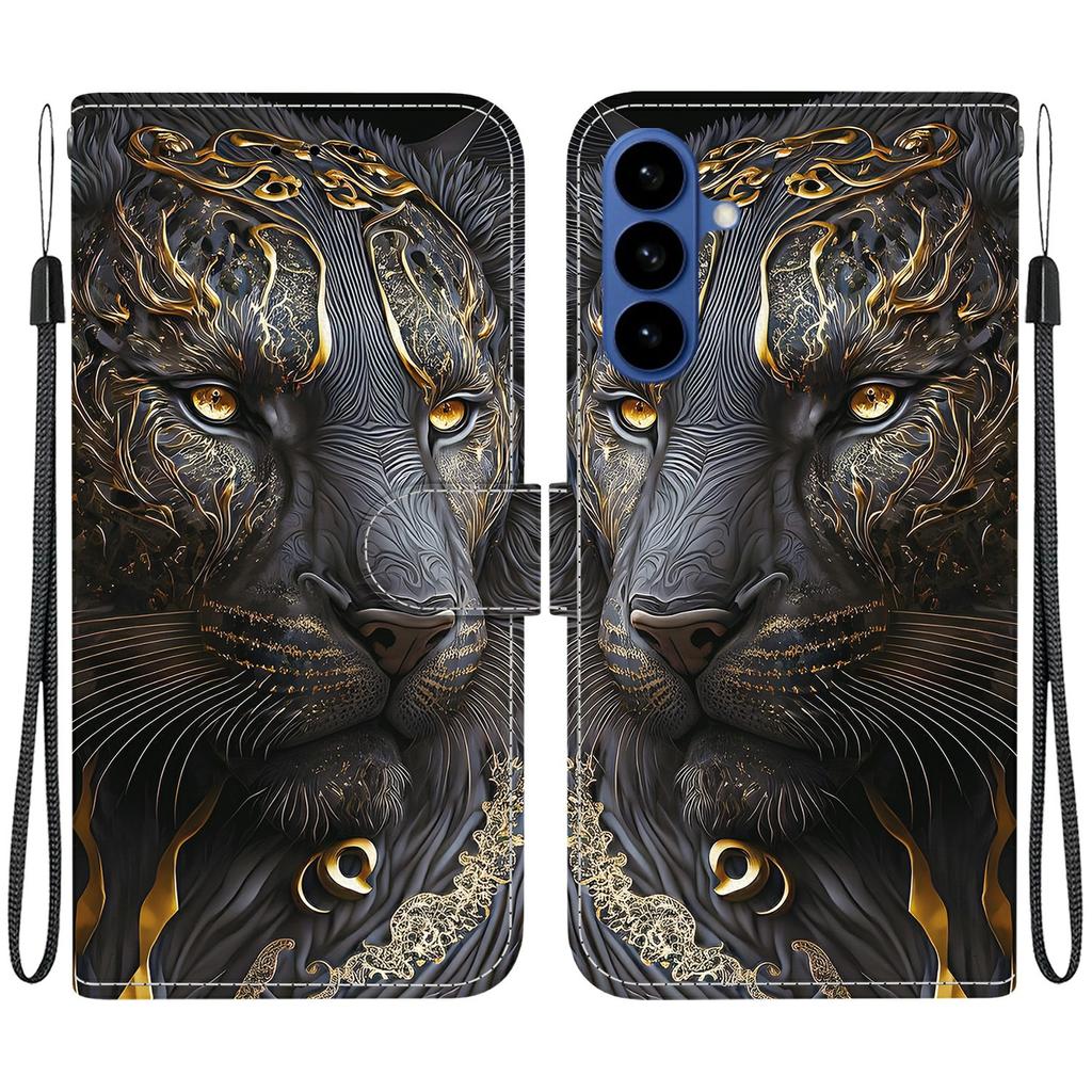 For Samsung Galaxy A57 5G Leather Case Stand Wallet Pattern Printing Phone Cover with Wrist Strap