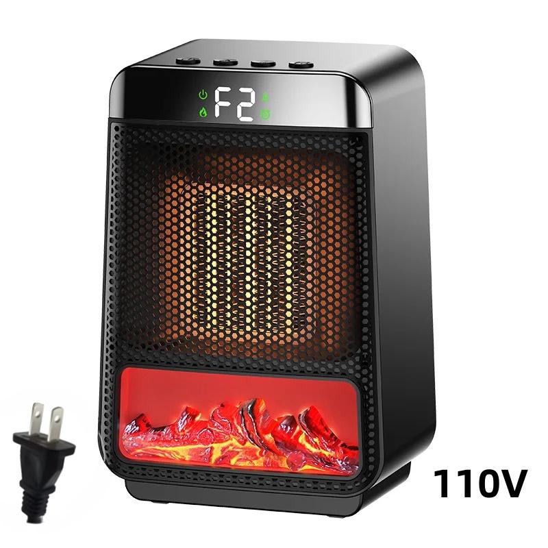 Portable 3D Simulated Fireplace Heater Household Heater Home Silent Energy-saving PTC Speed Hand Warmer Timeable Electric Heater