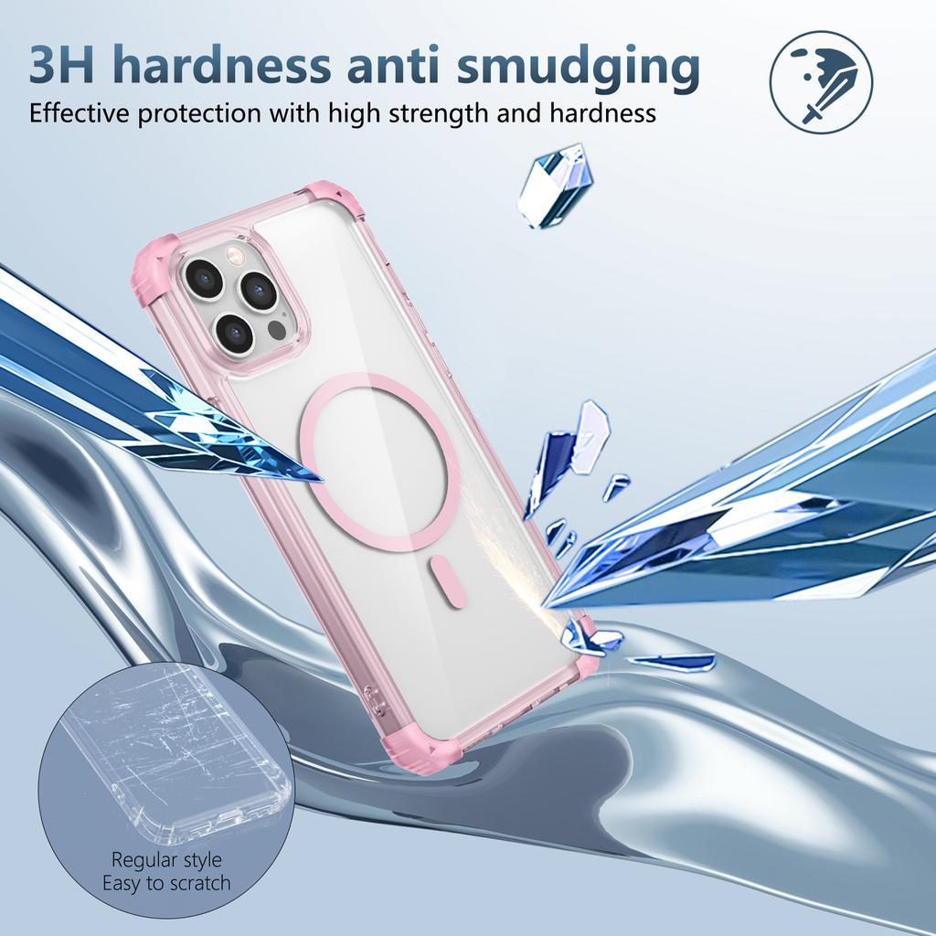 For iPhone 12 Pro Max Case Anti-Yellow TPU+PC Crystal Clear Phone Shell Compatible with Magsafe