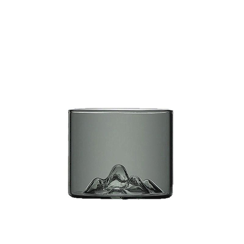 Distant Mountain Tea Cup: Heat-Resistant Glass with Wooden Handle, Personalized for Home Use, Ideal for Mountain Viewing.