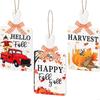 Handcrafted Thanksgiving Wooden Door Hanging Bucolic Home Decors Natural Wall Plaque for Seasonal Interior Display HX6C