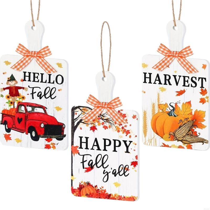 Handcrafted Thanksgiving Wooden Door Hanging Bucolic Home Decors Natural Wall Plaque for Seasonal Interior Display HX6C