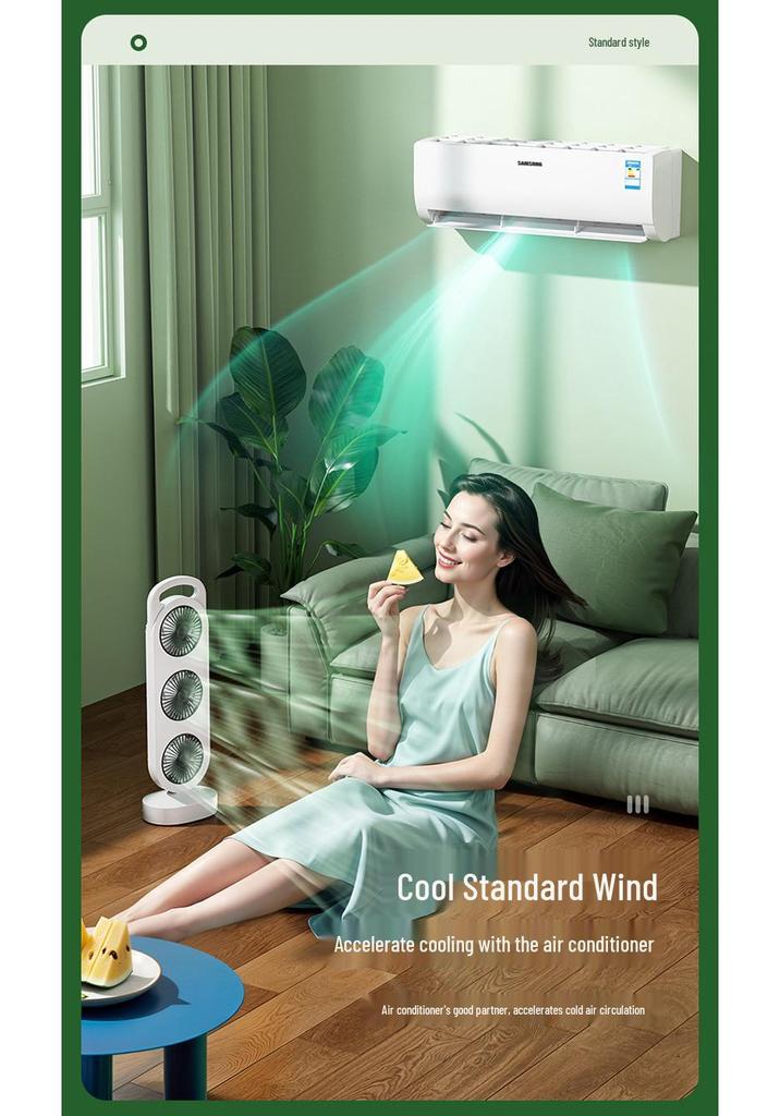 Portable USB Rechargeable High-Power Three-Blade Desktop Fan for Home and Outdoor Use