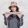Autumn And Winter Plaid Bucket Hat Women'S Velvet Warm Ear Protector Removable Basin Hat Japanese Short Brim Casual Tide