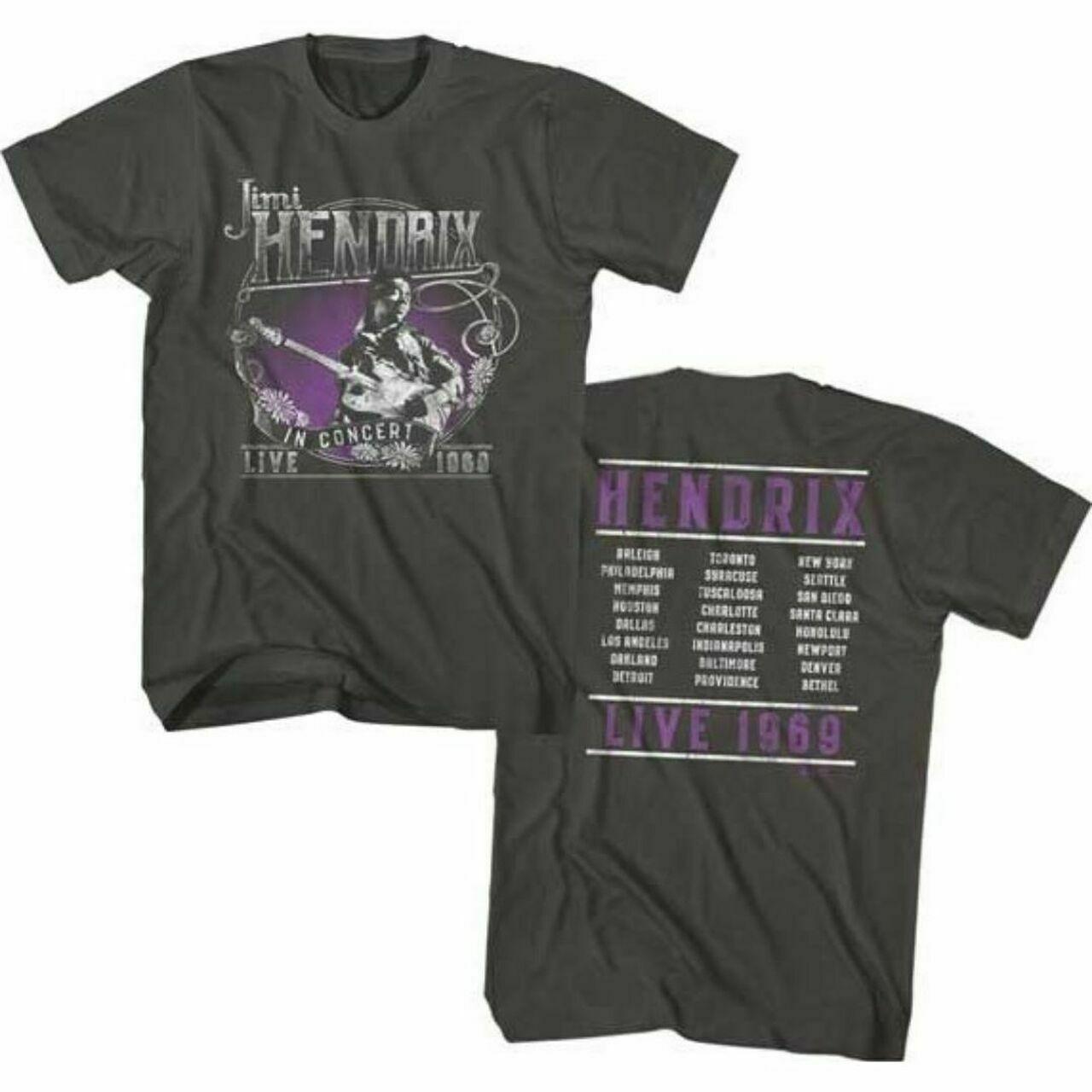 Jimi Hendrix Vintage - Live in Concert 1969 Men s Unisex Charcoal Unisex T-Shirt XXXL
