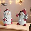 Snowman Collectibles for Christmas 2Pcs Figurine, Cute Tabletop Decor, Resin Snow Statue with Festive Winter Home Decor Knit Hat Scarf Mantel
