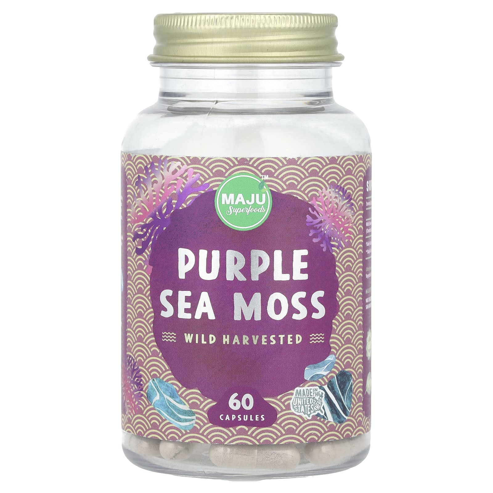 

Purple Sea Moss, 60 Capsules (500Mg per Capsule)
