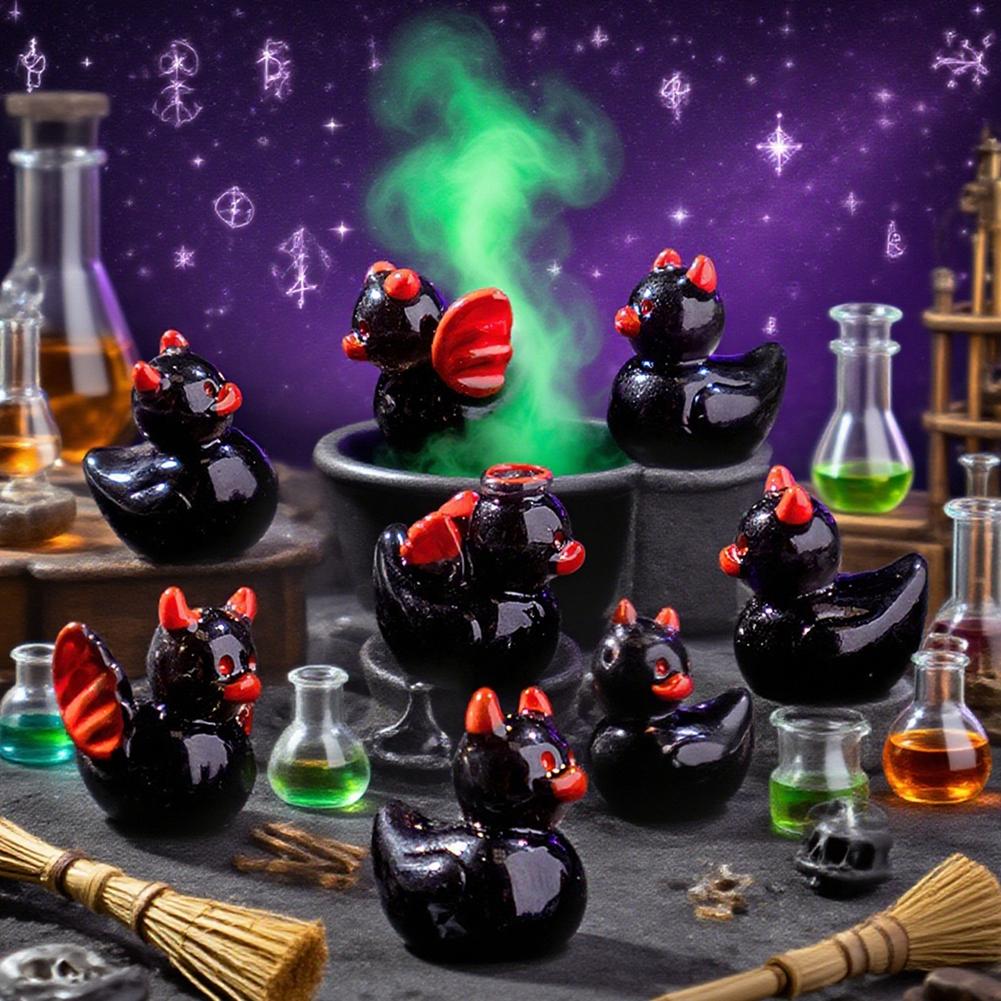 50pcs Halloween Creative Devil Duckling DIY Ornaments Resin Accessories Animal Craft