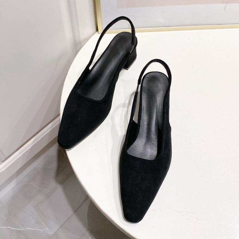 

Женские туфли-лодочки однотонные сандалии с ремешком на пятке женские офисные женские на высоком каблуке 35 чёрный