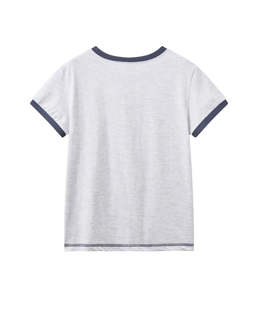 Lense Star Patch Slim Fit Ringer Tee White Melange